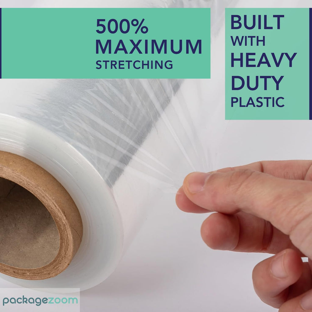 4 Rolls Clear Stretch Wrap Film 18” x 1500 feet Plastic Wrap for Moving, Packing, Shipping & Storage Heavy Duty