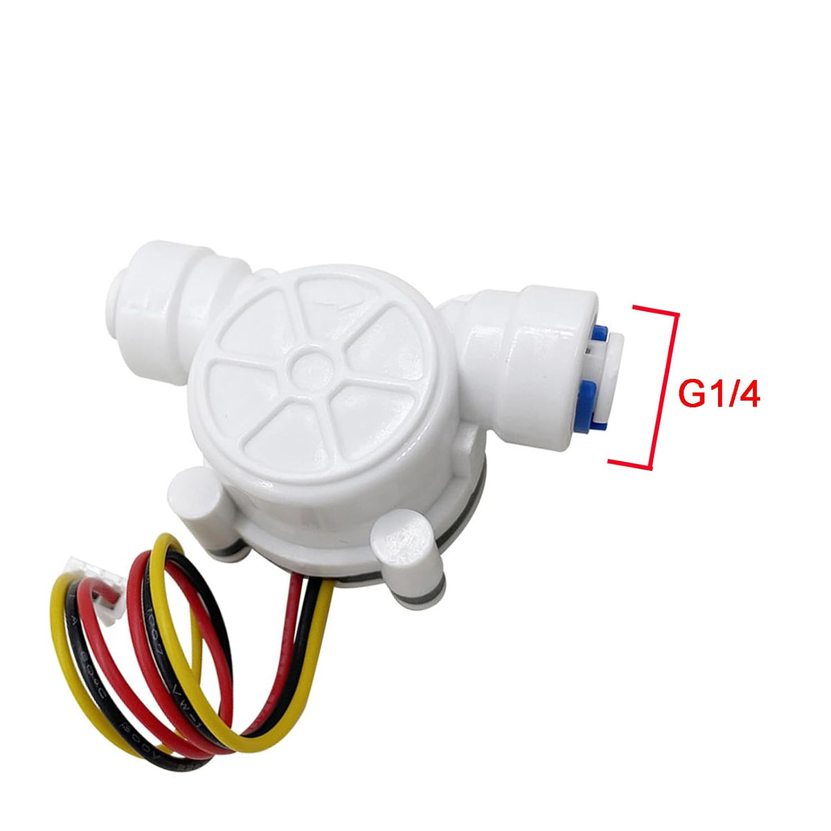 1/4" Quick Connect Water Flow Sensor Food-Grade Switch Hall Effect Flowmeter Fluid Meter Counter 0.3-6L/min (Pack of 2）
