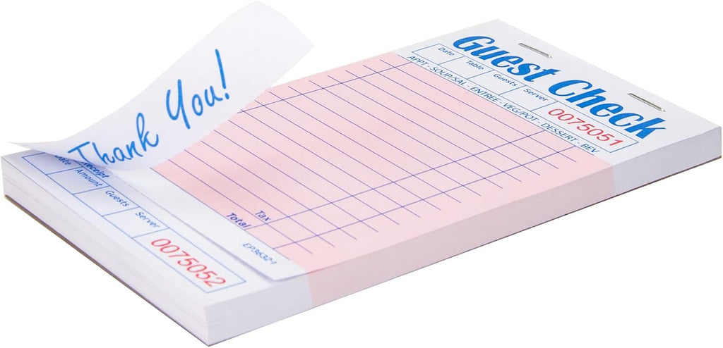 Guest Check Pads for Servers (Pink-10 pads), 50 Sheets/Pad