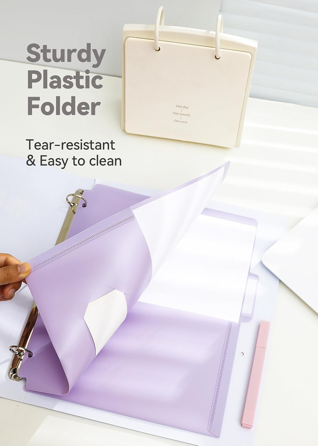 Plastic Folders with Pockets, 3 Hole Punched for 3 Ring Binder, 1/3 Cut Index Tabs for Quick Find, Pastel 6 Pack