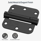 2 Pack Self Closing Door Hinges 3.5 Inch Spring Hinges, Matte Black
