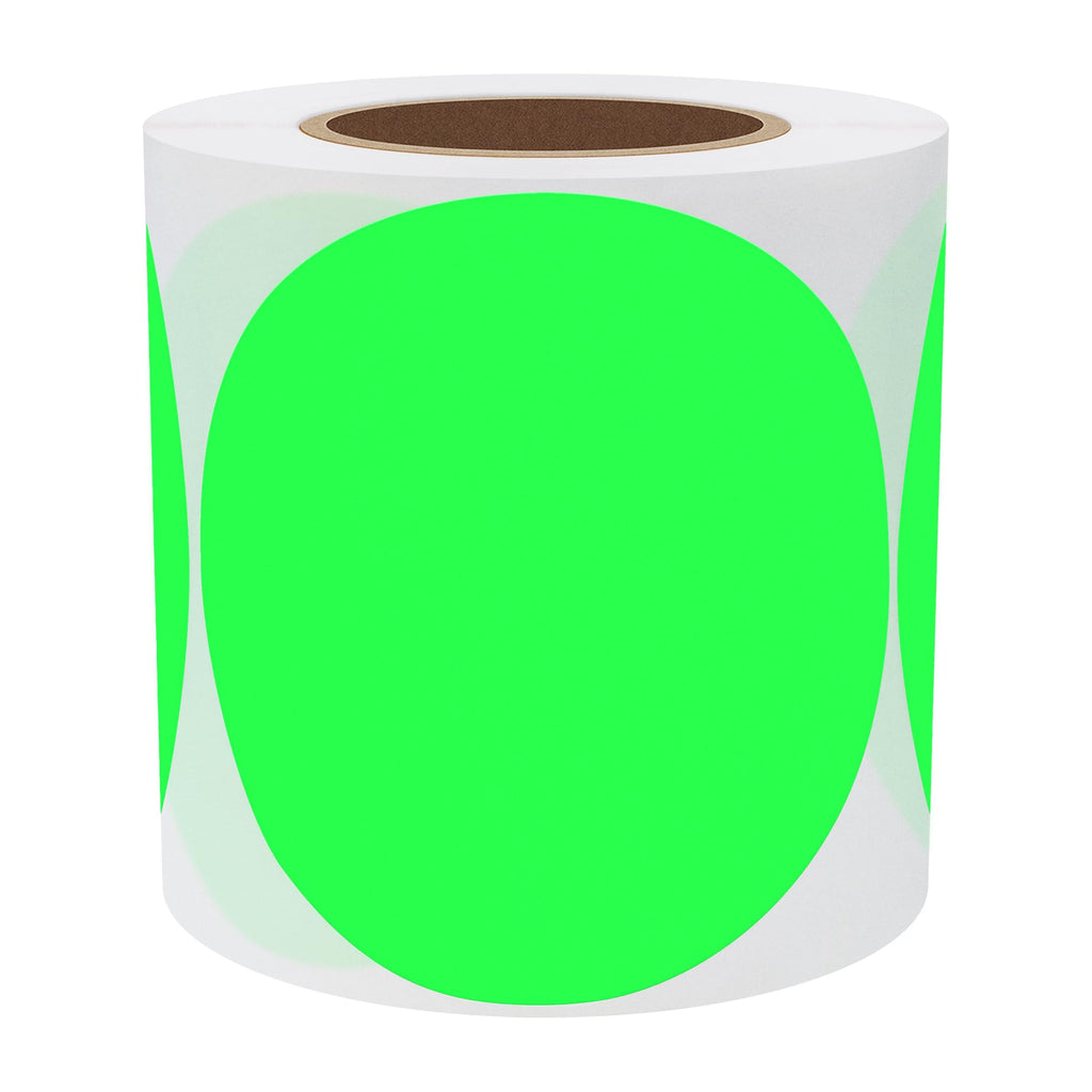 Round Color Coding Circle Dots Labels Warehouse Inventory Organizer Stickers (4 inch, Fluorescent Green)