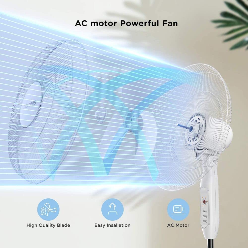 16" Adjustable Oscillating Pedestal Fan with Remote for Bedroom