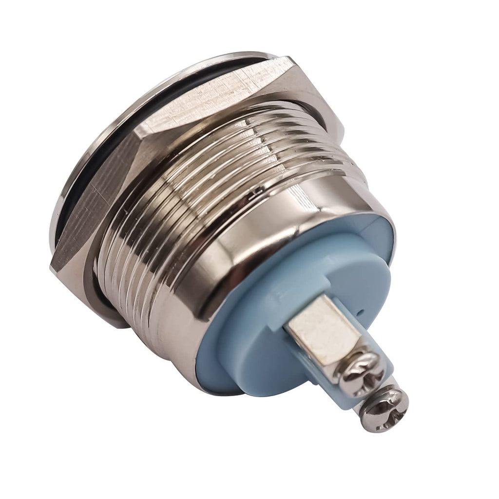 mxuteuk 22mm Momentary Push Button Switch Box Stainless Steel Metal 12V-24V DC 1 NO Flat Top Switch with Waterproof Switch Station G019