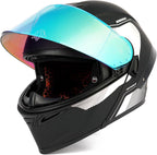 Modular Motorcycle Helmet w/ LED Lights, Full Face Helmet for Adult | 3 Flashing Mode, Flip-Up Dual Visor Sun Shield
