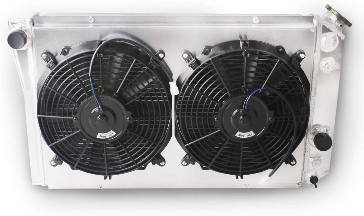 OHOB-COOL 3 Row Full Aluminum Radiator with Fan For 1984-1990 Chevy Corvette 5.7L V8 /1982-2002 S10 Conversion LS