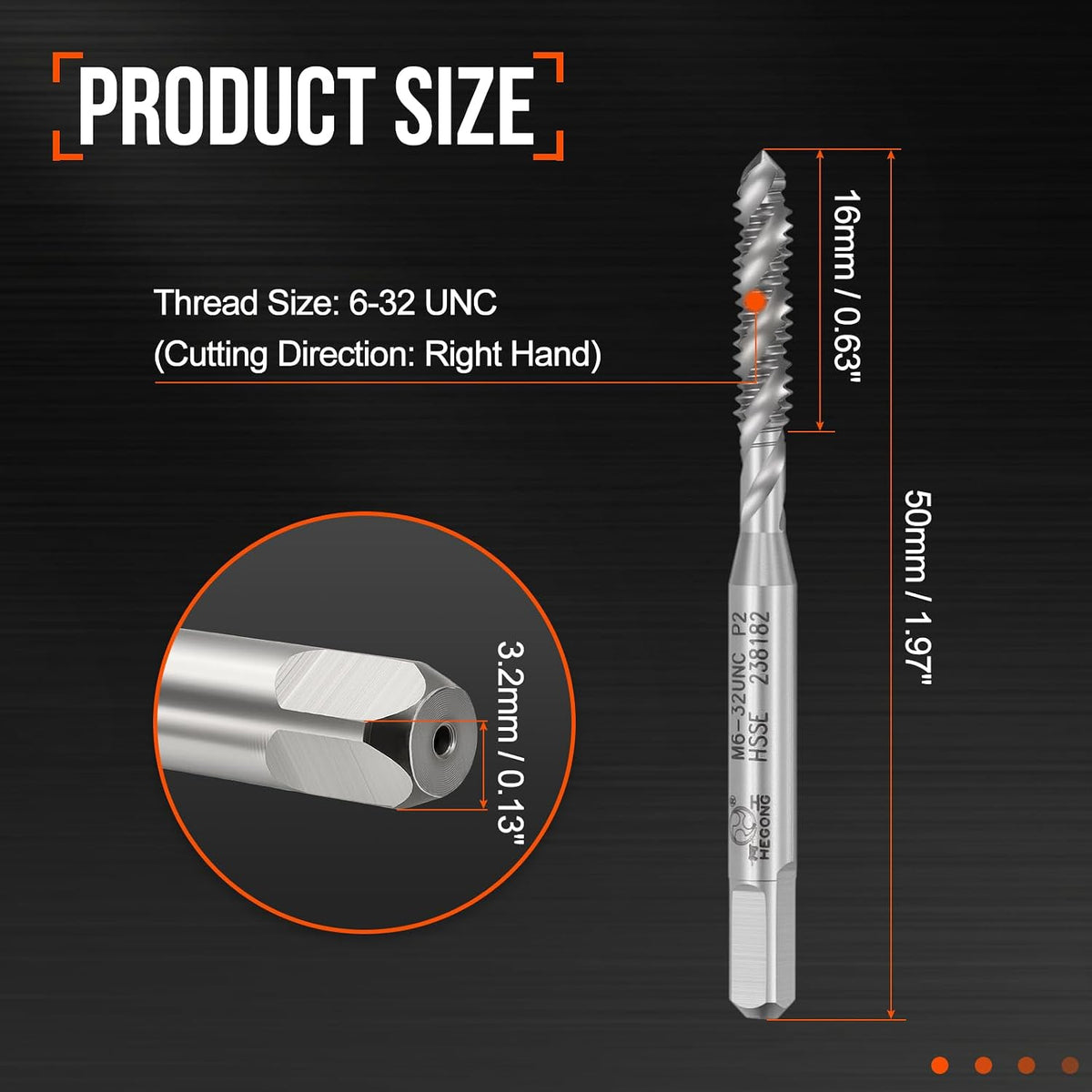 6-32 UNC Spiral Flute Thread Tap M35 High Speed Steel Polished