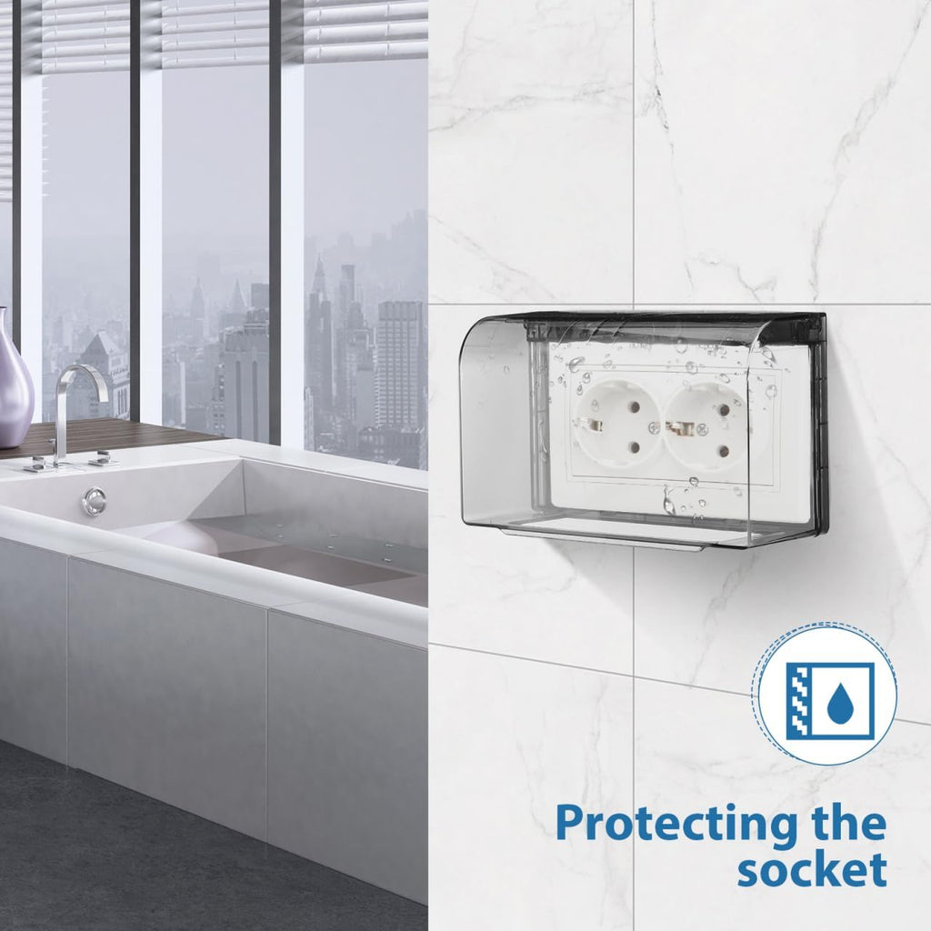 2 Gang Flip Weatherproof Outlet Cover, Wall Switch Socket Face Plate Panel Box, Adhesive Outdoor Plug Cover