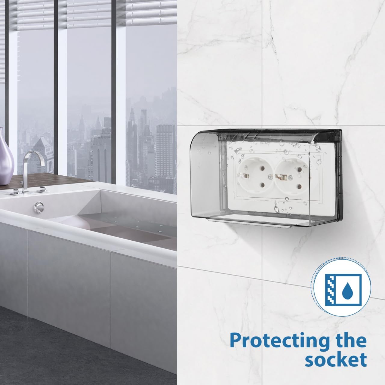 2 Gang Flip Weatherproof Outlet Cover, Wall Switch Socket Face Plate Panel Box, Adhesive Outdoor Plug Cover