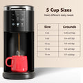 Single Serve Coffee Maker, 2-in-1 Pod & Ground Brewer, 90s Fast Brew, 5 Cup Sizes (6-14oz), 40oz Removable Tank, LCD