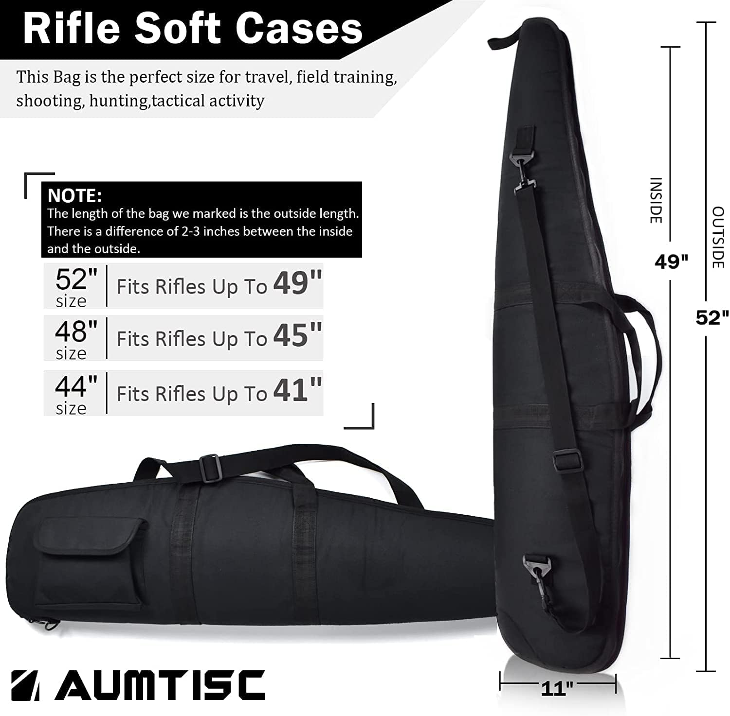 Soft Rifle Gun Case, 41/45/49 Inch Shotgun Carrying Bag for Scoped Rifles with Adjustable Shoulder Sling