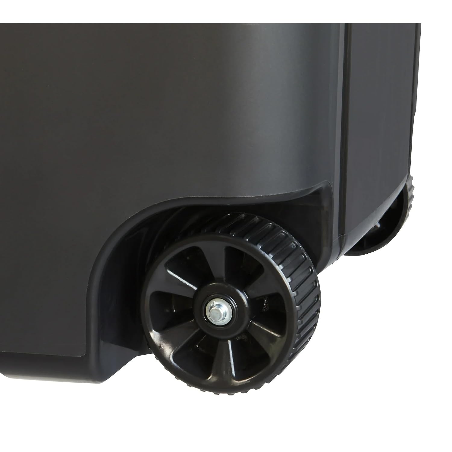 45 Gallon Heavy Duty Wheeled Trash Can with Attached Lid, Large Rolling Garbage Bin, Outdoor/Indoor Use, Black