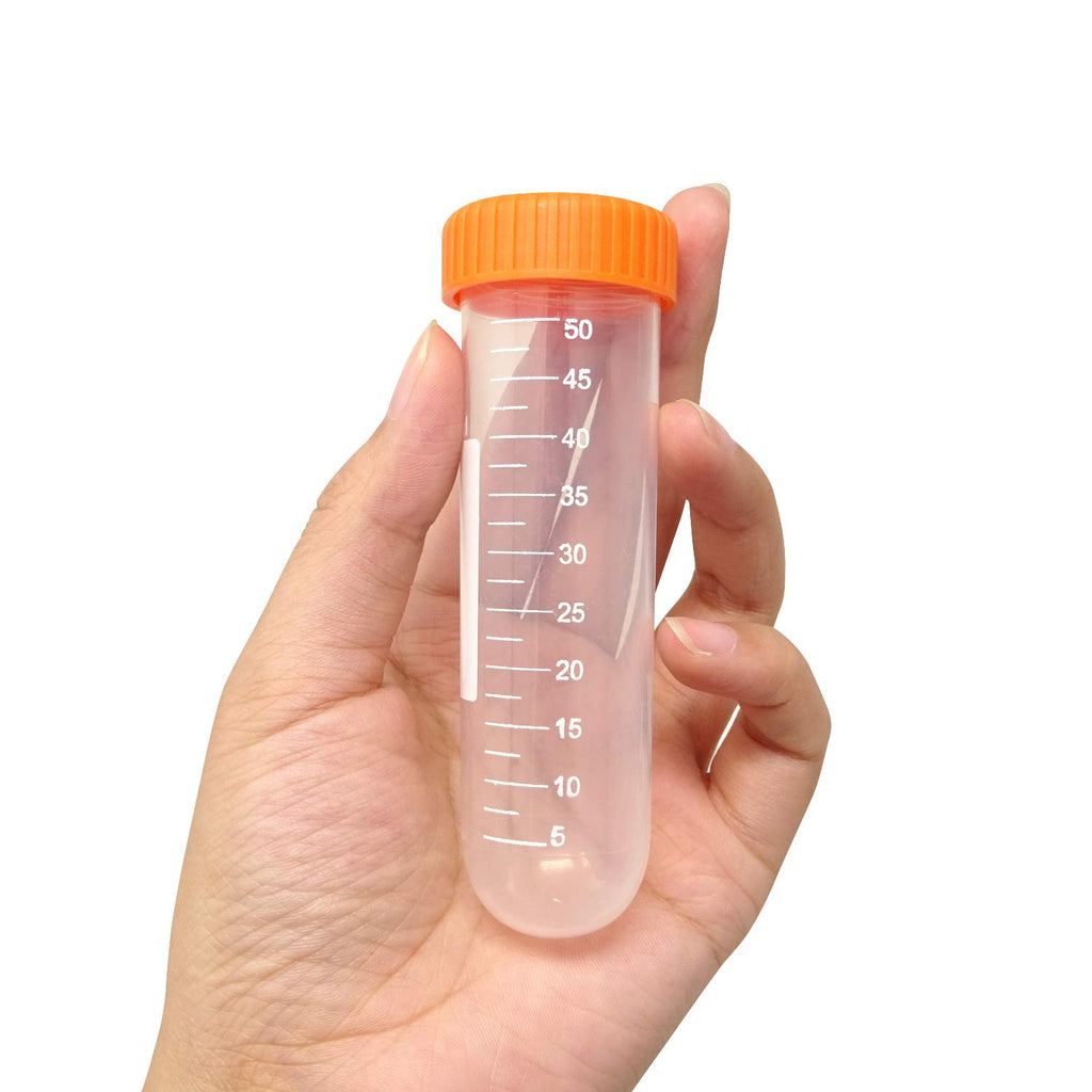 10PCS 50ml Round Bottom Plastic Lab Centrifuge Tubes Laboratory Test Tubes with Screw Cap and Graduation Frozen Vial