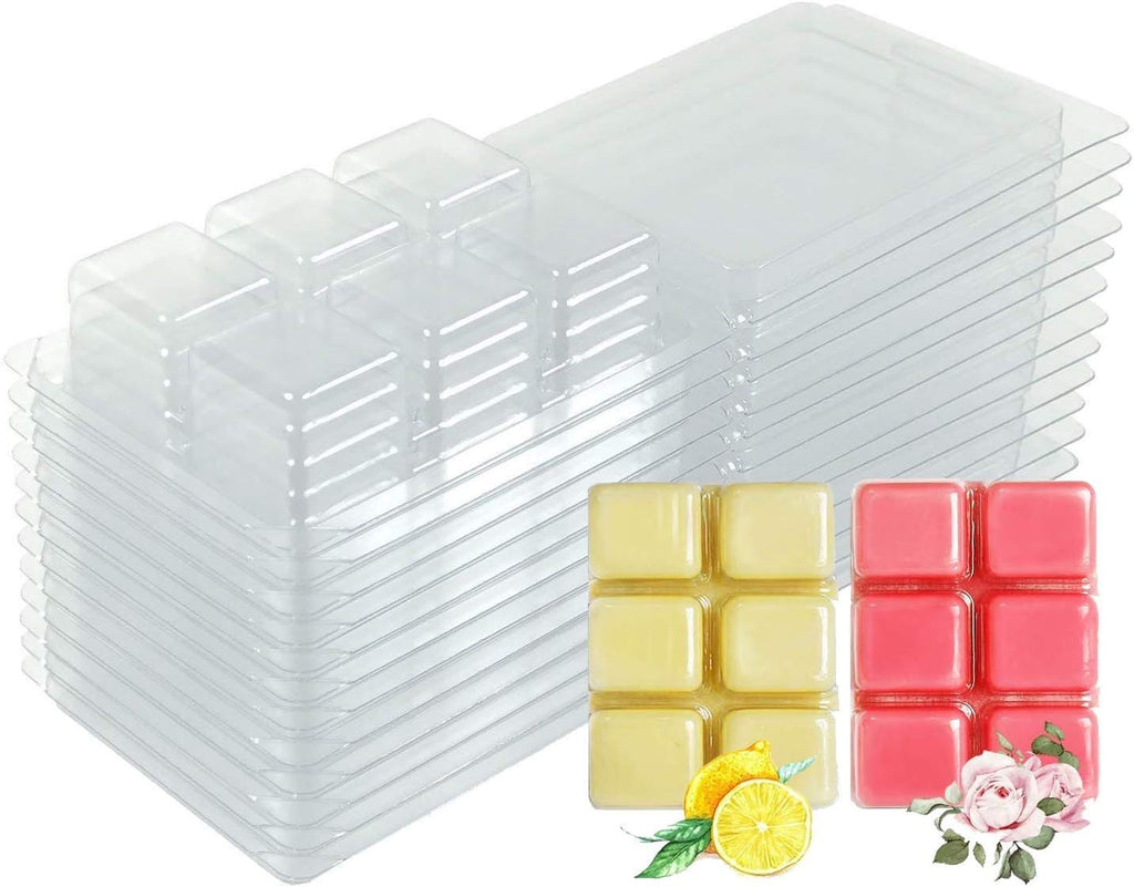 Wax Melt Molds - 100 Pack Clear Plastic Clamshells for Wickless Candles