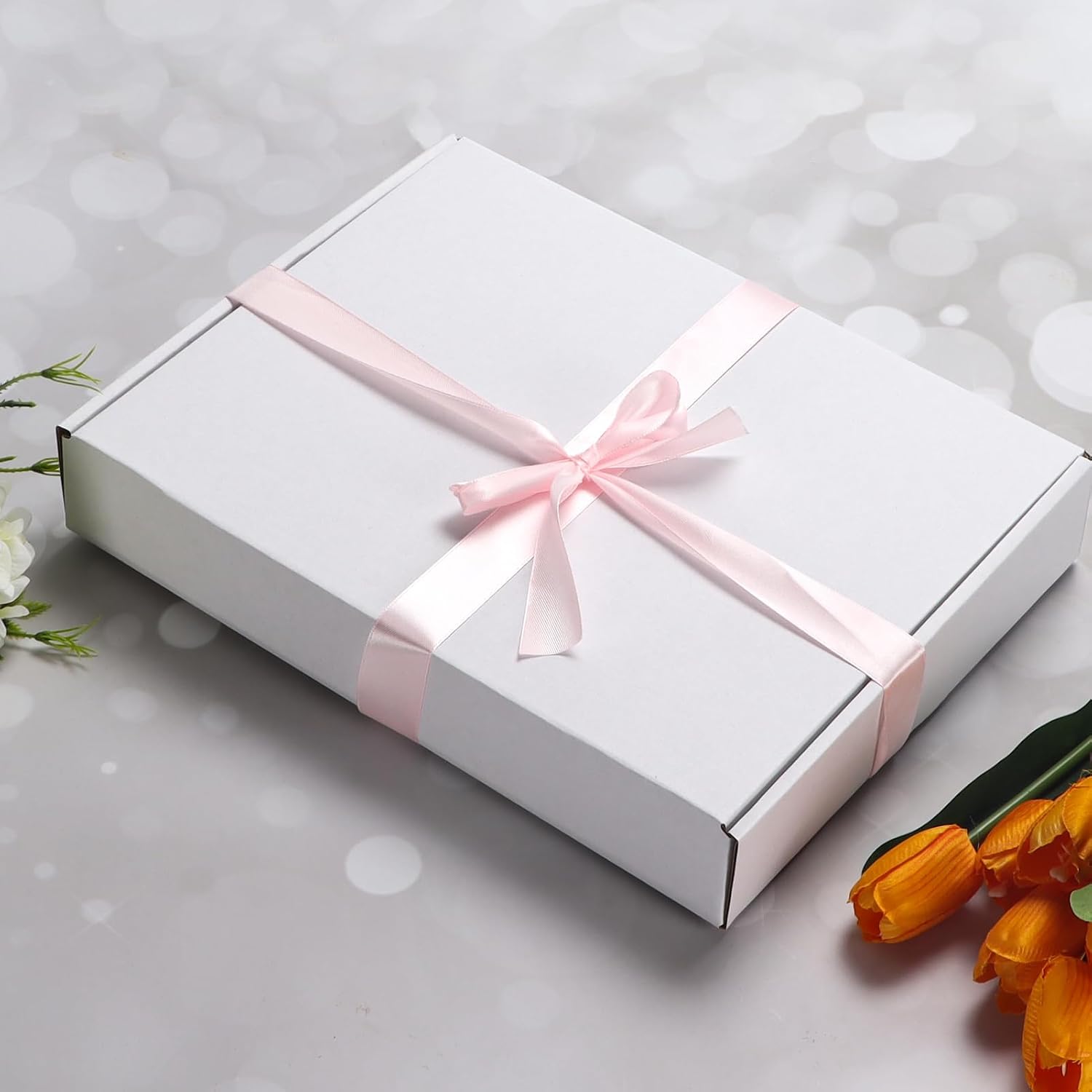 12x9x2 Shipping Boxes Set of 25, White Corrugated Cardboard Box for Packing, Mailing, Business