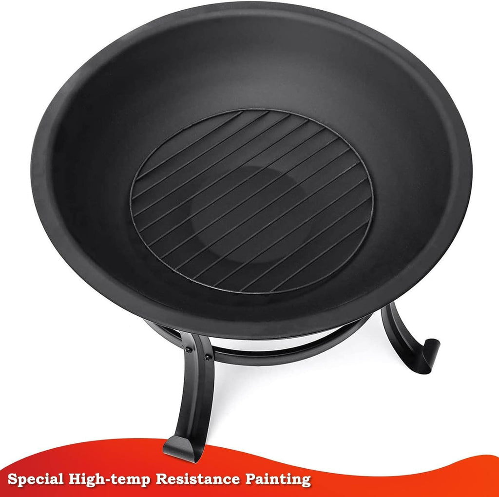 22 inch Fire Pit for Outside Outdoor Wood Burning Small Bonfire Pit Steel Firepit Bowl for Patio Camping Backyard