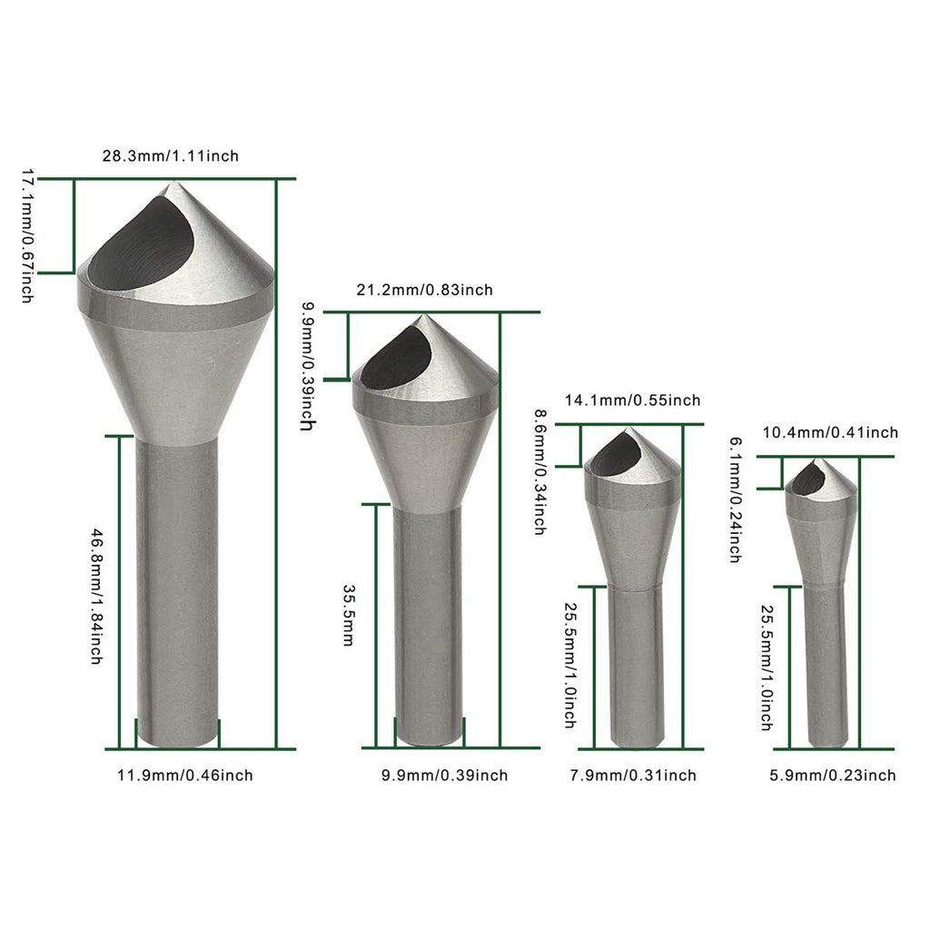 4pcs Countersink Chamfer Tool HSS(4241) Deburring Tool Set