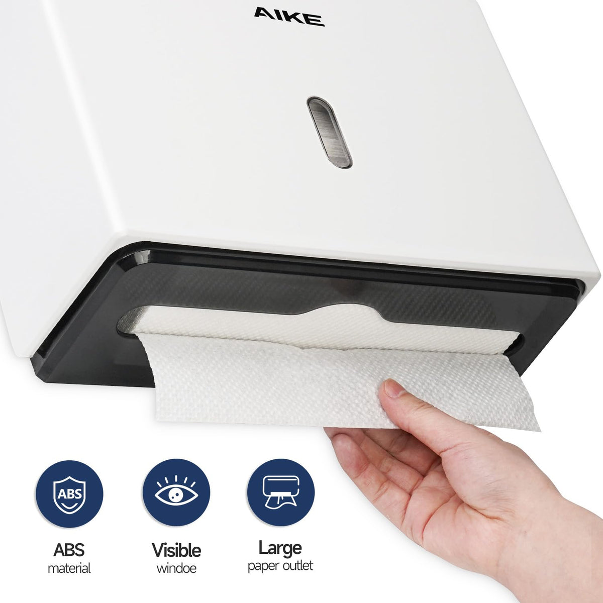 200-Sheet Multifold Paper Towel Dispenser,No-Drill Wall Mount,White