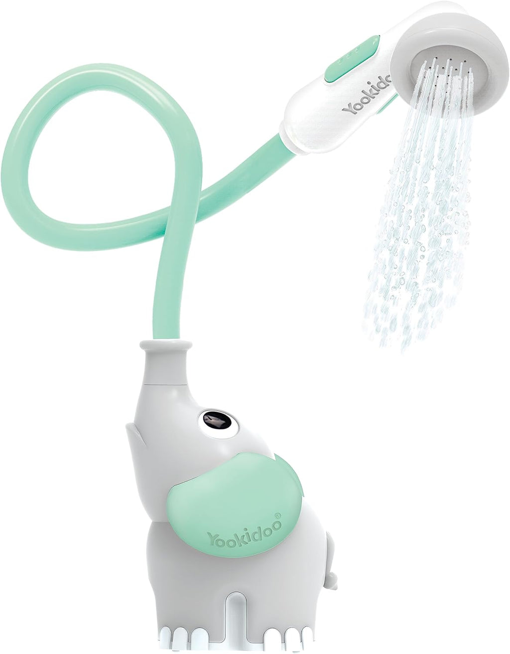 Baby Bath Shower Head - Elephant Water Pump and Trunk Spout Sprayer - One Handed Flow Control for Newborn Babies in