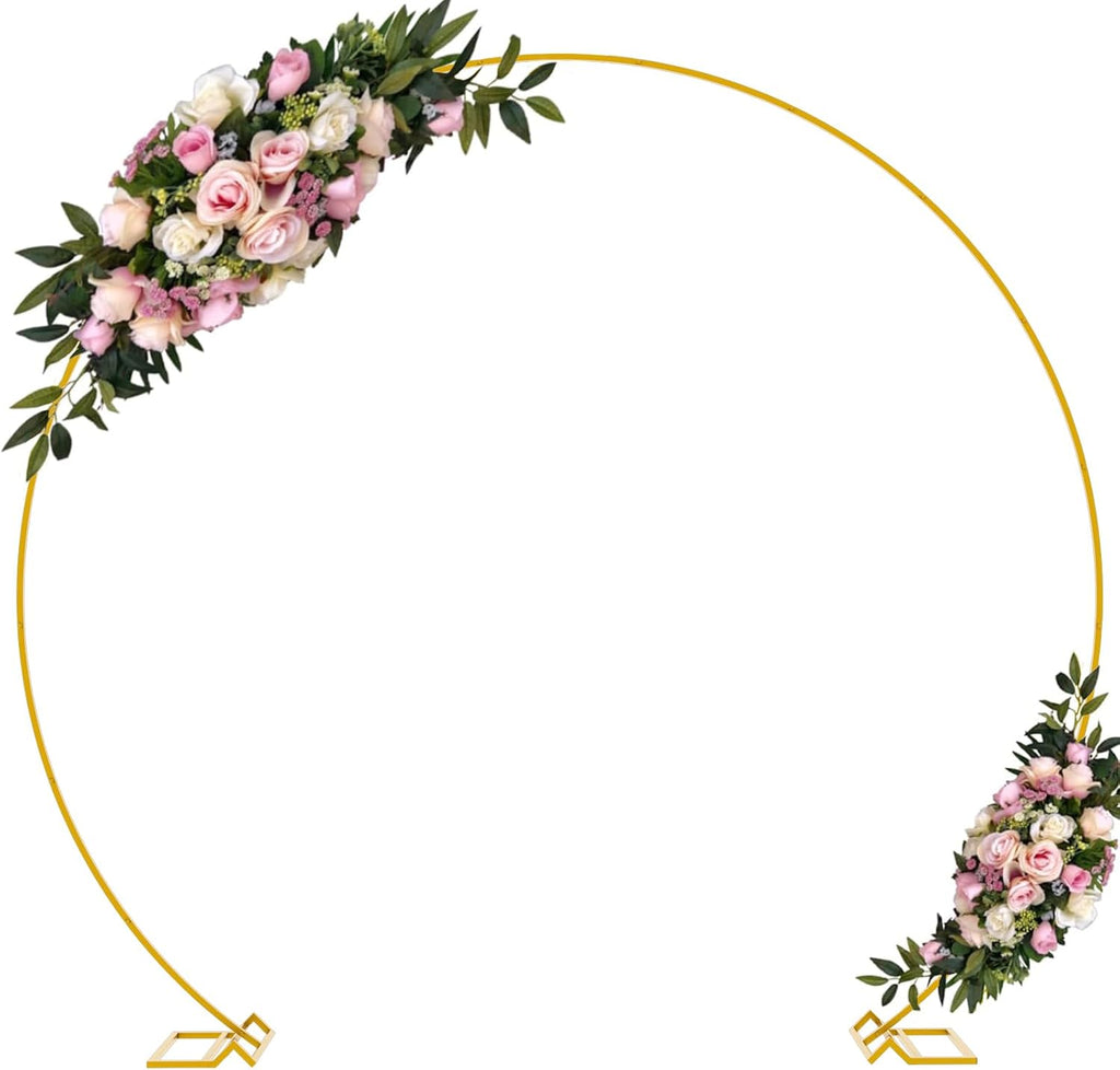 9.2 FT Large Circle Balloon Arch Stand Gold Metal Round Arch Backdrop Stand for Wedding Ceremony Birthday Party