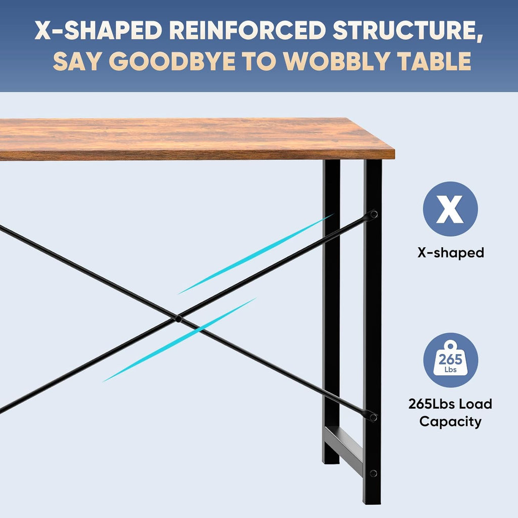 47 Inch Computer Desk for Home Office, Modern Writing Study Table Simple Modern Style for Bedroom Small Space, Large