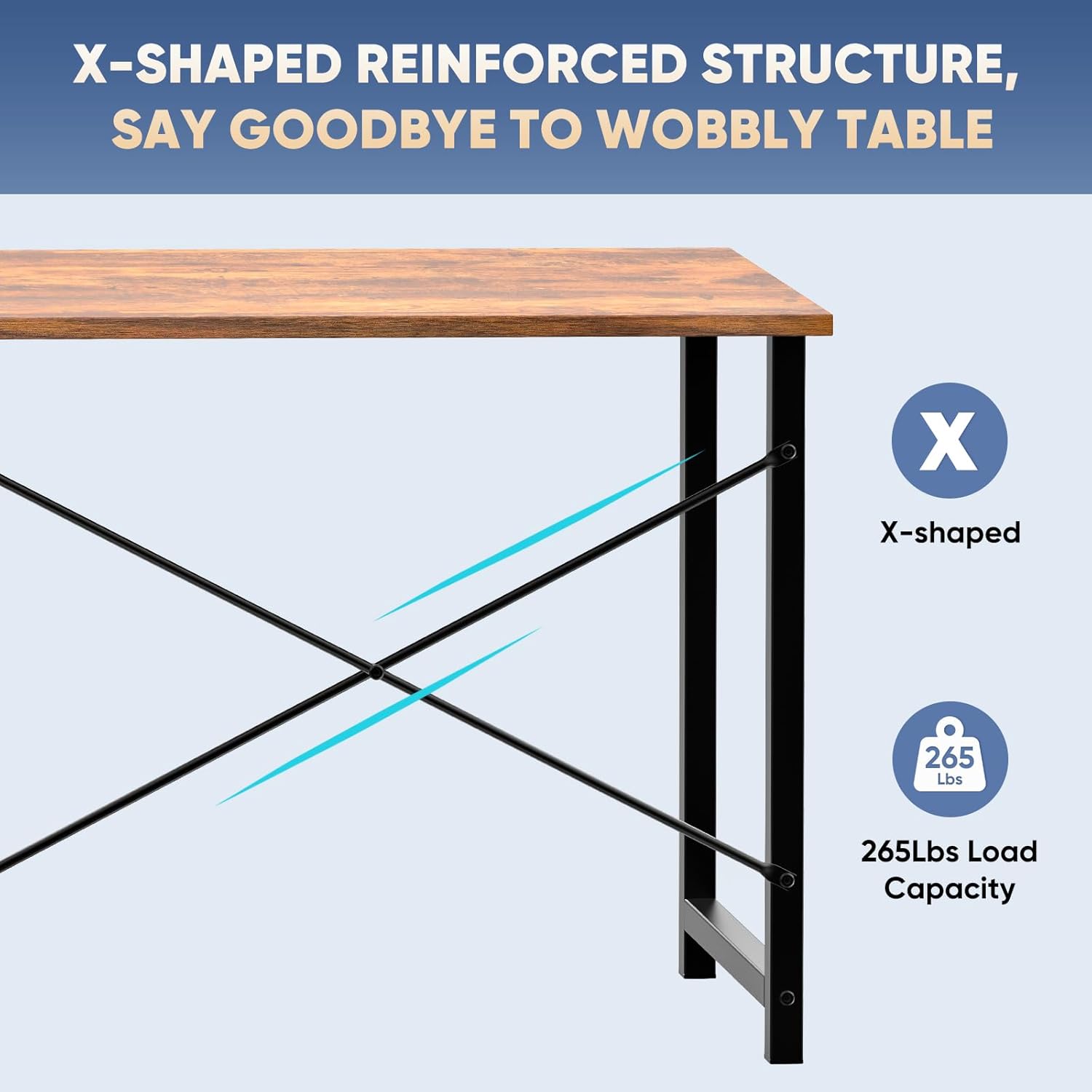 47 Inch Computer Desk for Home Office, Modern Writing Study Table Simple Modern Style for Bedroom Small Space, Large