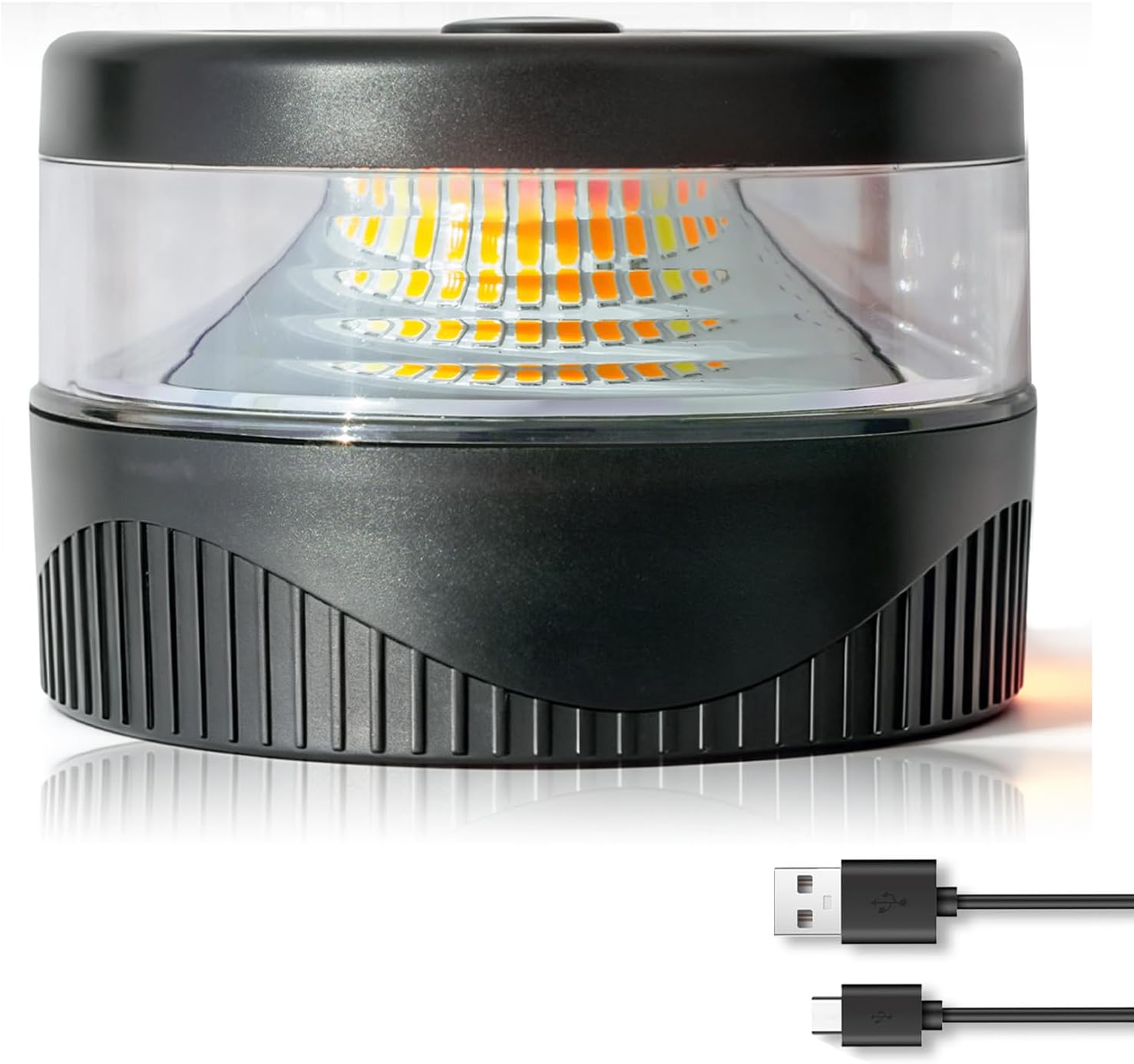 Magnetic Beacon Light, USB-C Rechargeable Wireless Strobe Lights for Truck, 32 LED Amber Battery Operated Flashing