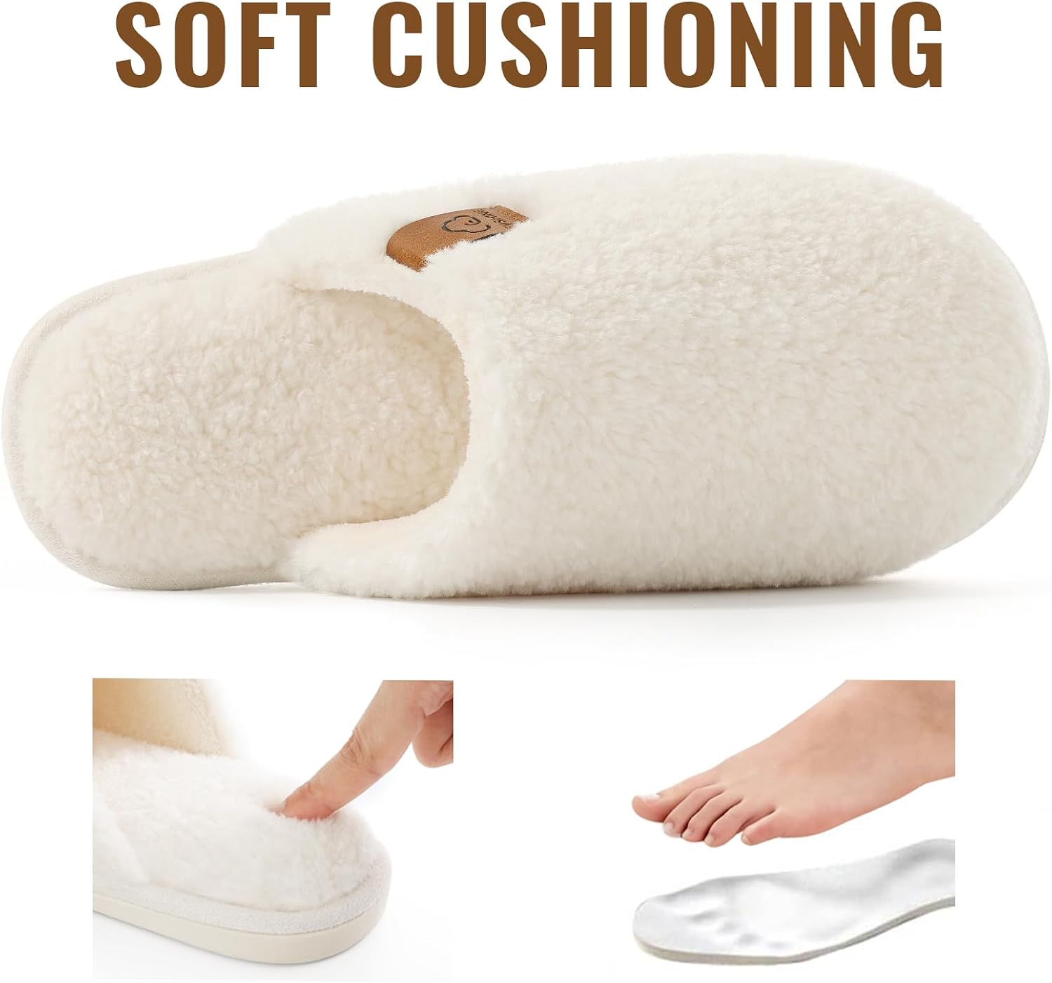 Fuzzy House Slippers for Women with Comfortable Memory Foam | Lightweight Closed-Toe Indoor Scuff Shoes for Cozy Warm