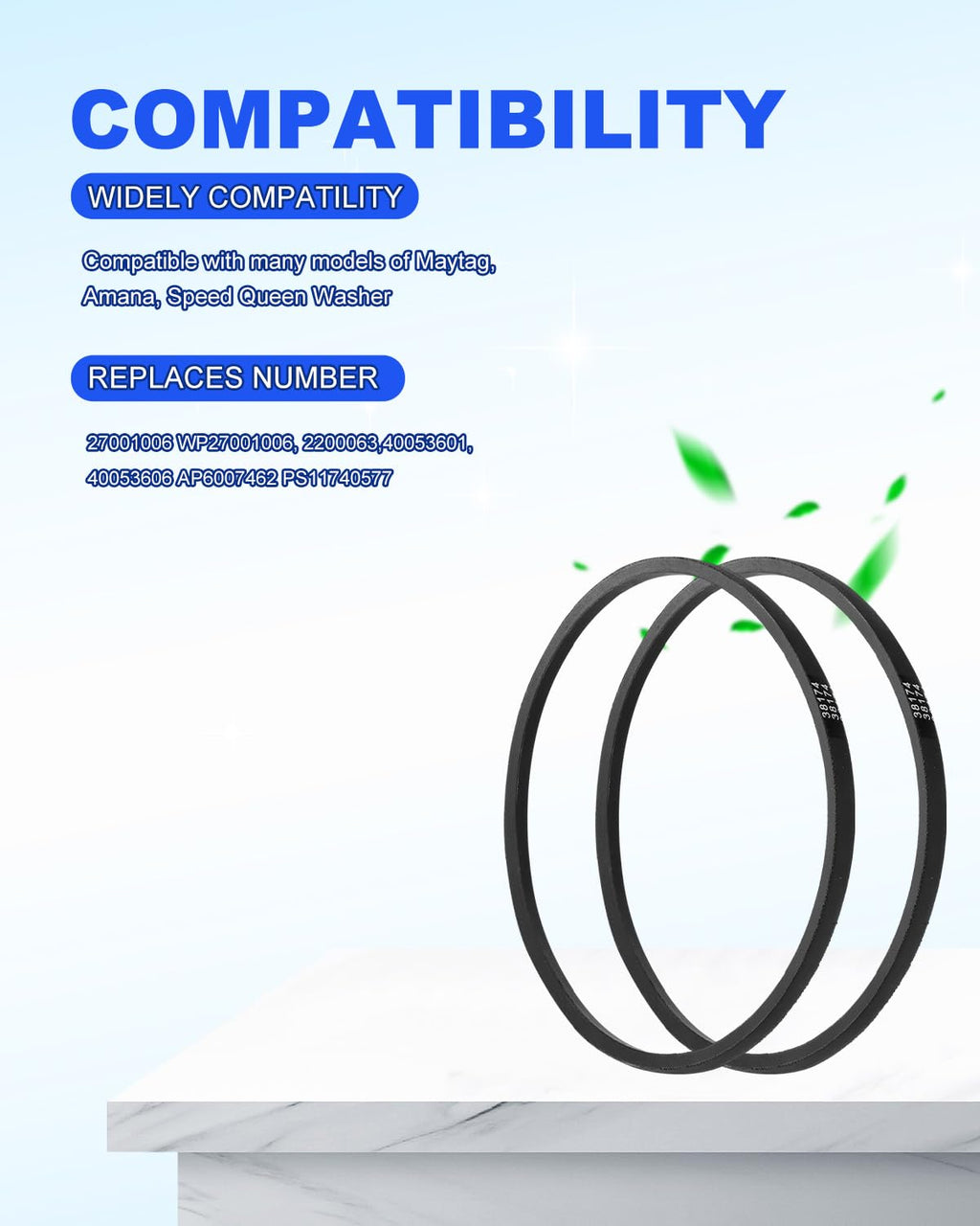 4PACK 38174 Drive Belt Replacement Compatible with Amana/Maytag/Speed Queen