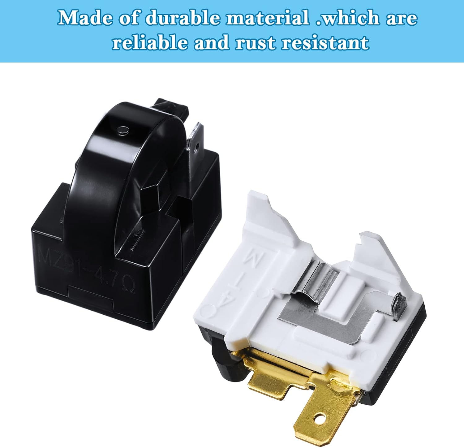 2 Pcs QP2-4.7 PTC Starter Relay & 6750C-0005P Overload Protector | 1 Pin Relay, Compatible with LG Refrigerator