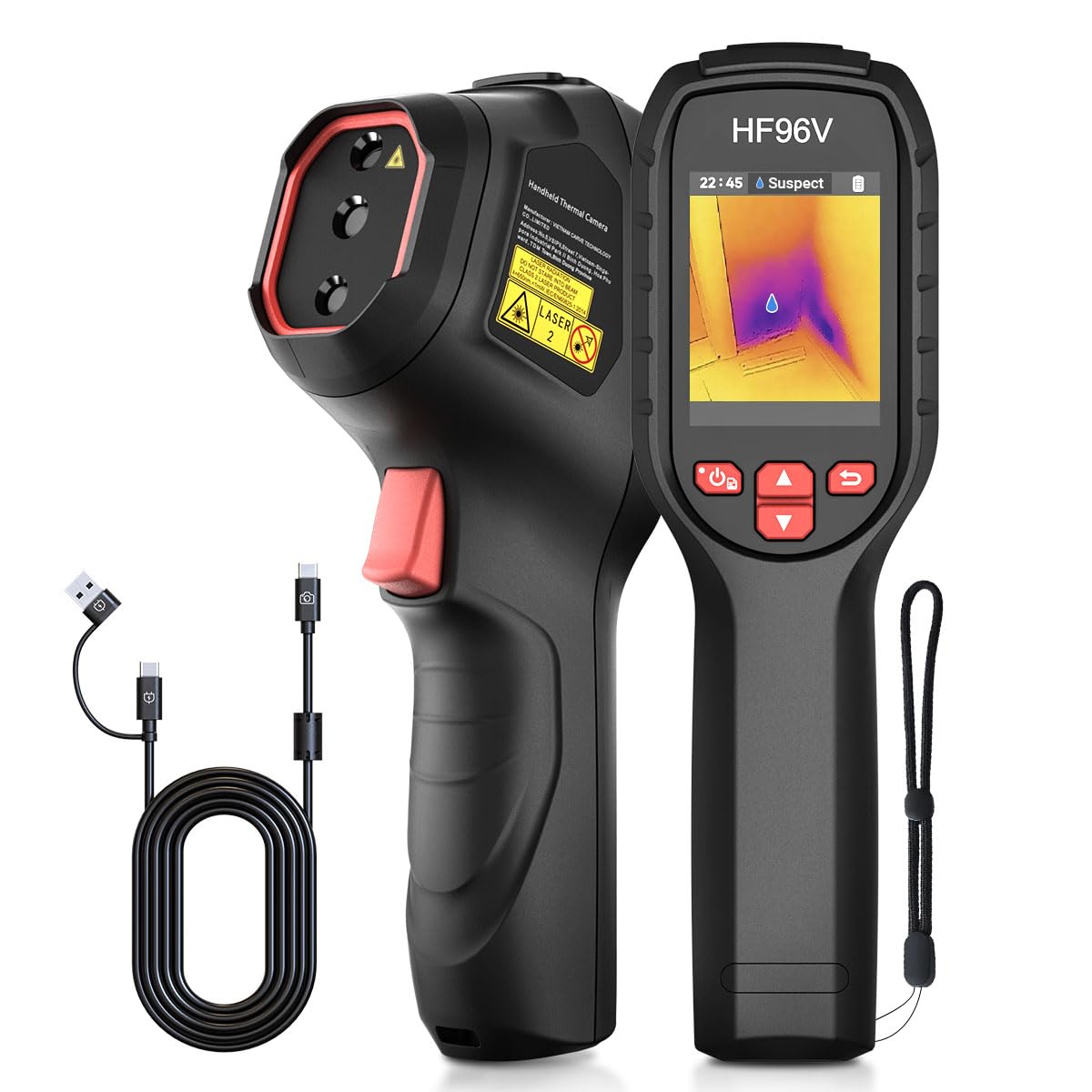 HF96V Thermal Camera with Visual Camera & Laser Pointer, Intelligent Scene Detection, 240 * 240 Super Resolution
