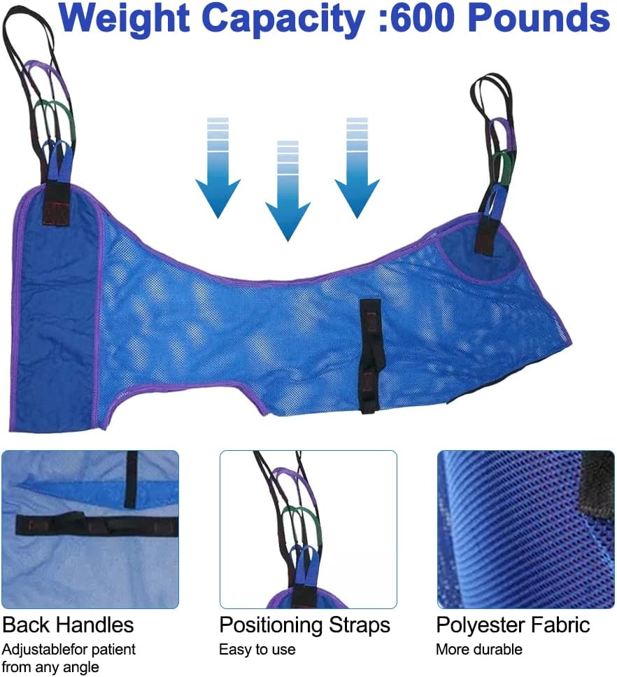 Universal Full Body Mesh Lift Sling with Commode Opening,Polyester Slings for Patient Lifts -Compatible with Hoyer
