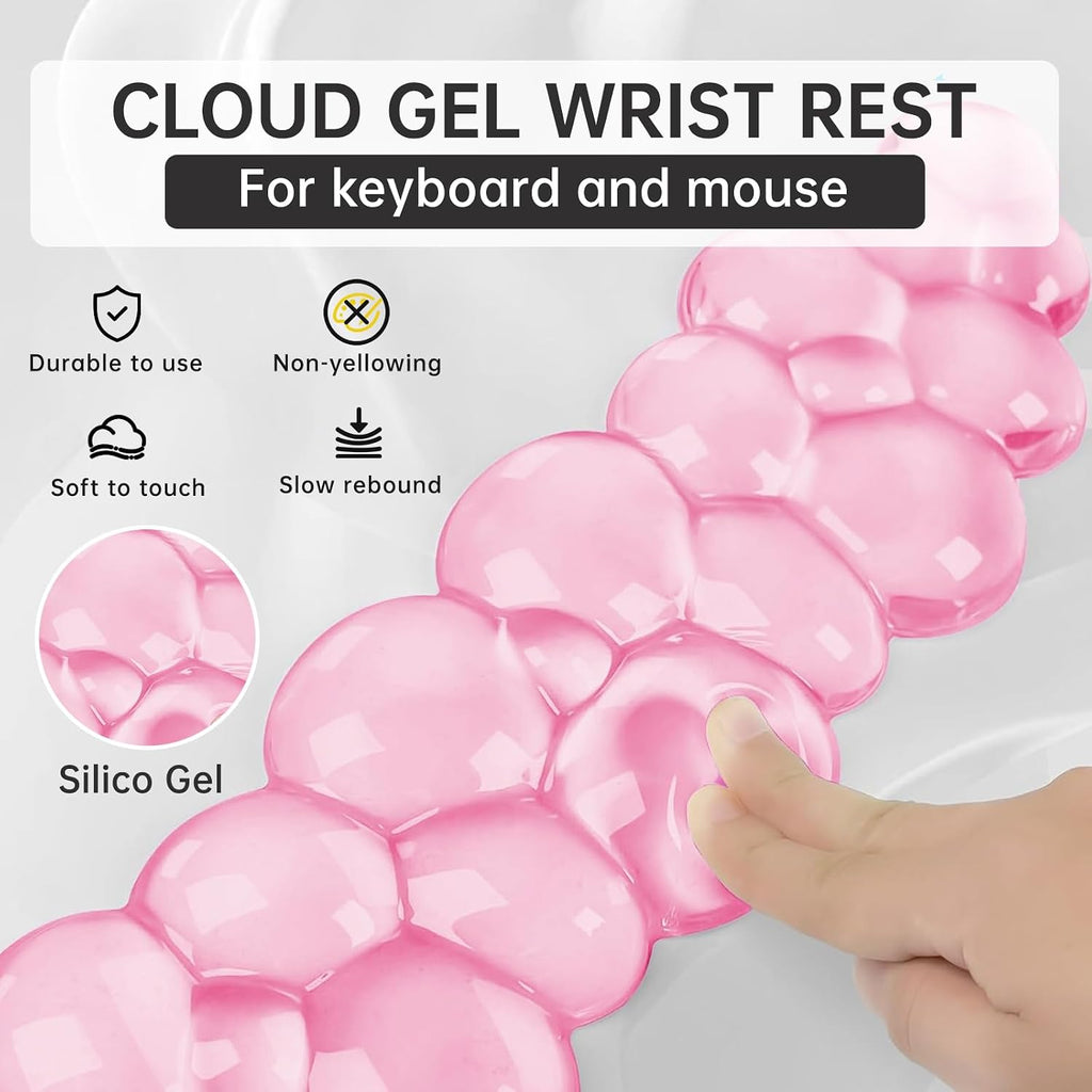 Mouse Pad with Wrist Rest, Soft Cloud Gel Keyboard Mouse Pad Set with Hand Wrist Support, Cute Non Slip Office Desk