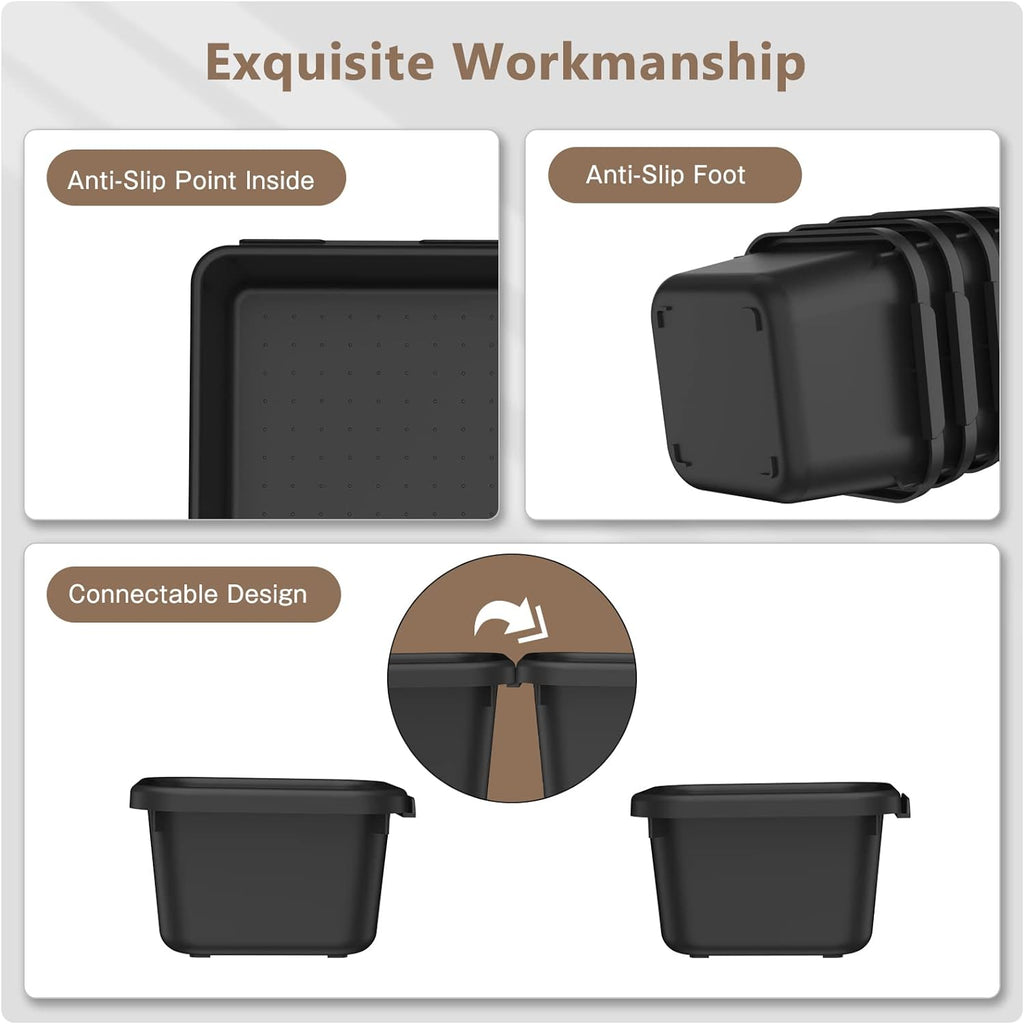 【𝟰𝟲𝗣𝗖𝗦 & 5 Size】 Tool Box Organizer Tray Divider Set, 【Black】 Bathroom Drawer Organizer Bin, Garage Organization and