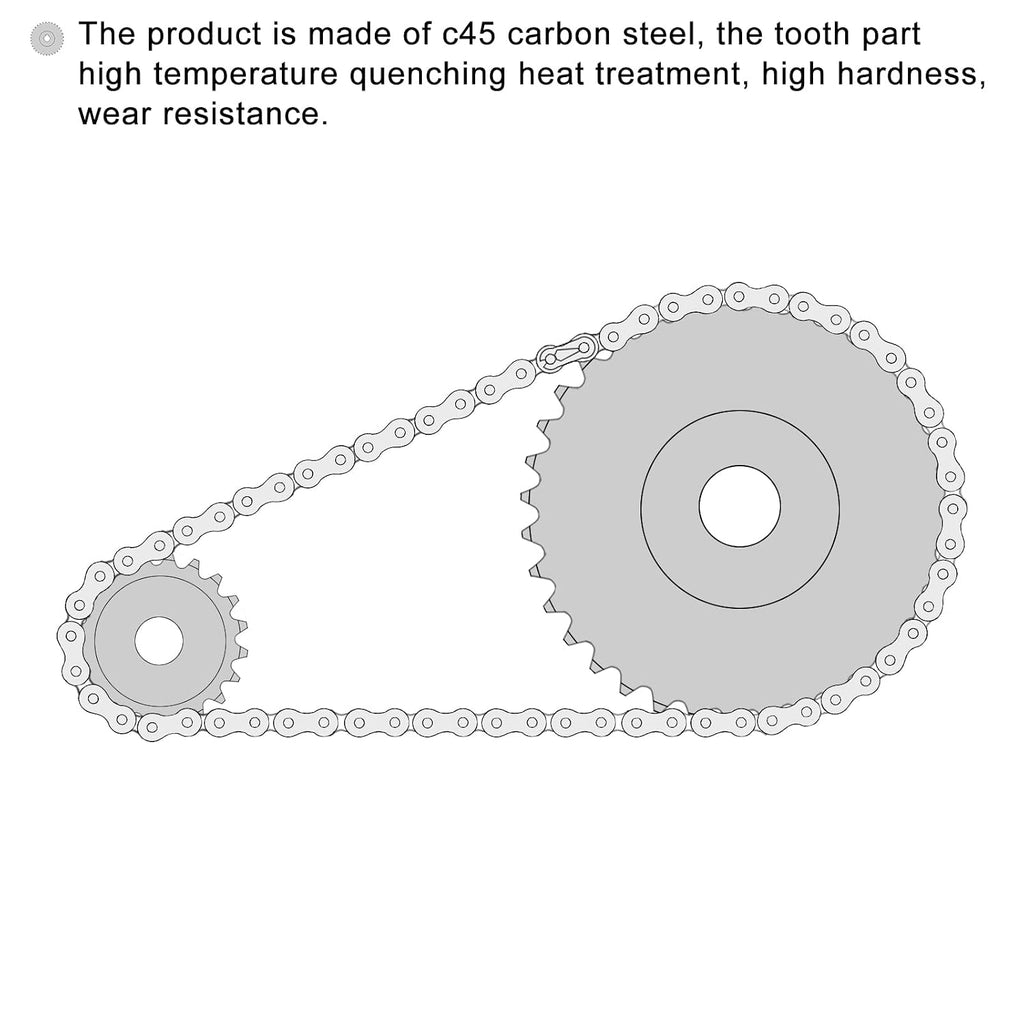 uxcell Roller Sprocket B Type #25 Chain, Single Strand 1/4" Pitch 10mm Bore