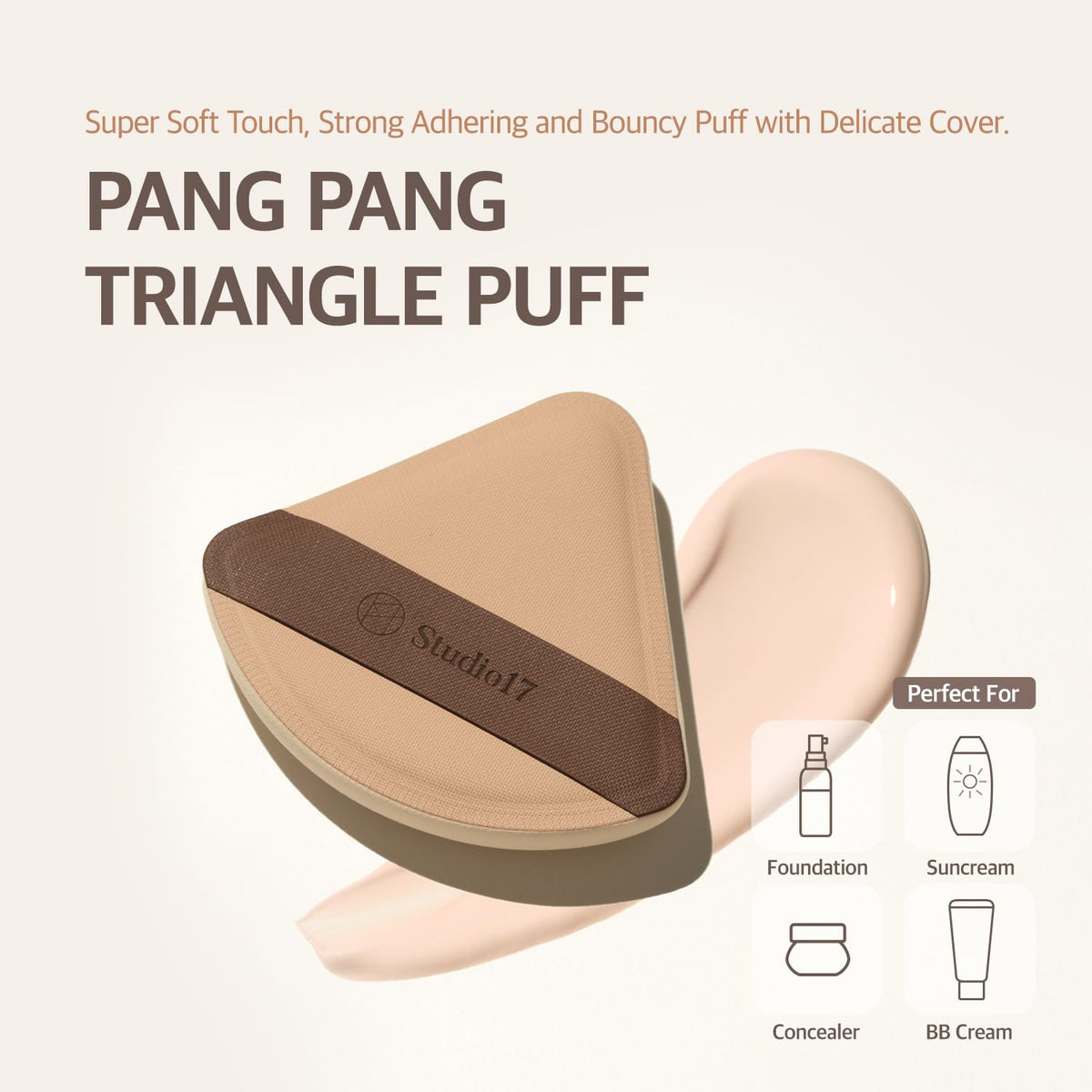 Pang Pang Triangle Korean Makeup Puff 1 Pc | Big Latex Makeup Sponge for Foundation and Powder | Cushion Puff with