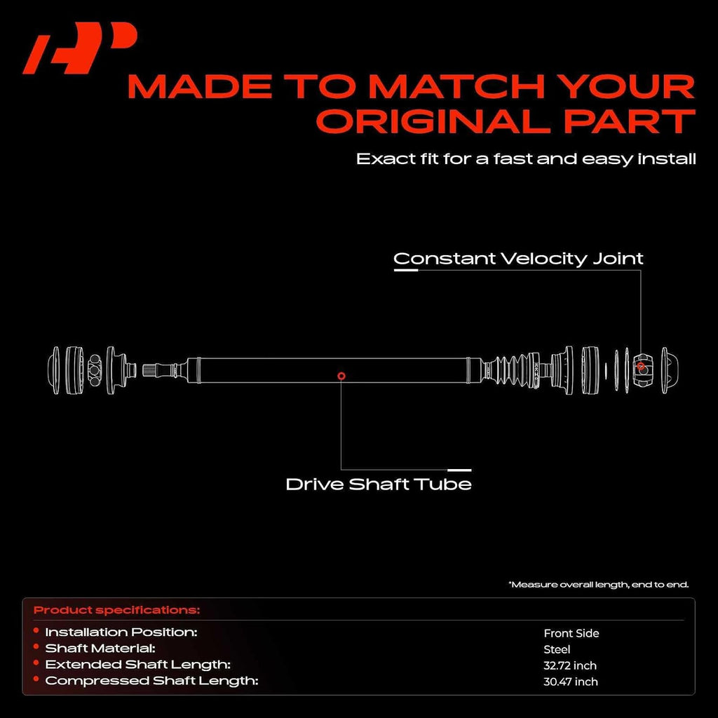 A-Premium Front Drive Shaft Driveshaft Assembly Prop Shaft