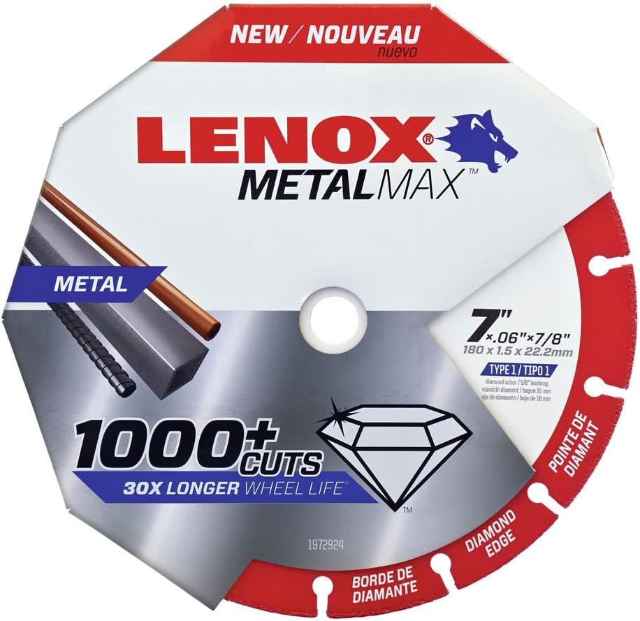 LENOX Tools METALMAX Cut Off Wheel, Diamond Edge, 7-Inch x 7/8-Inch (1972924)