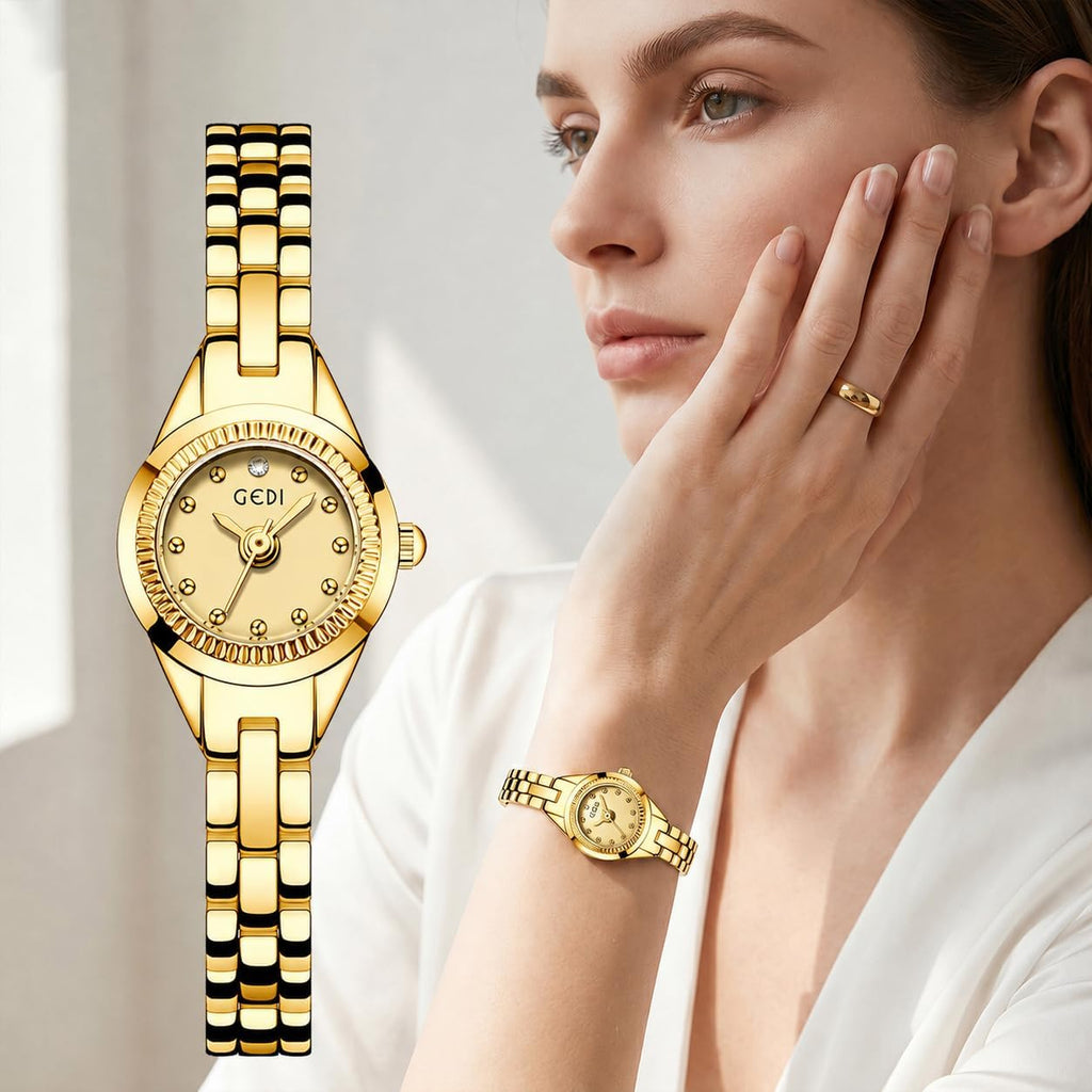 Women's Small Bracelet Watch, 17mm Crystal Dial Stainless Steel Band | 17mm petite dial, stainless steel bracelet