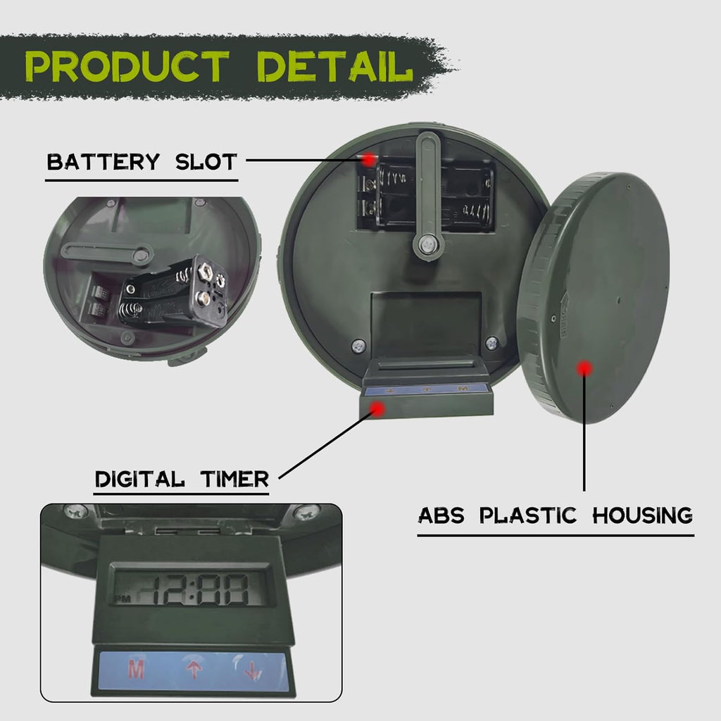 Deer Feeder Kit with Digital Timer and Metal Spinner for Hunting