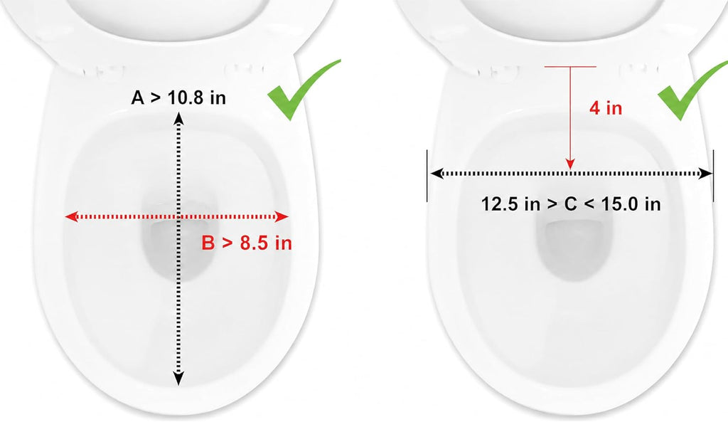 Raised Toilet Seat with Lid for Elderly 4" High, Fits Round and Elongated up to 15" Wide, Commode Seat with Sturdy
