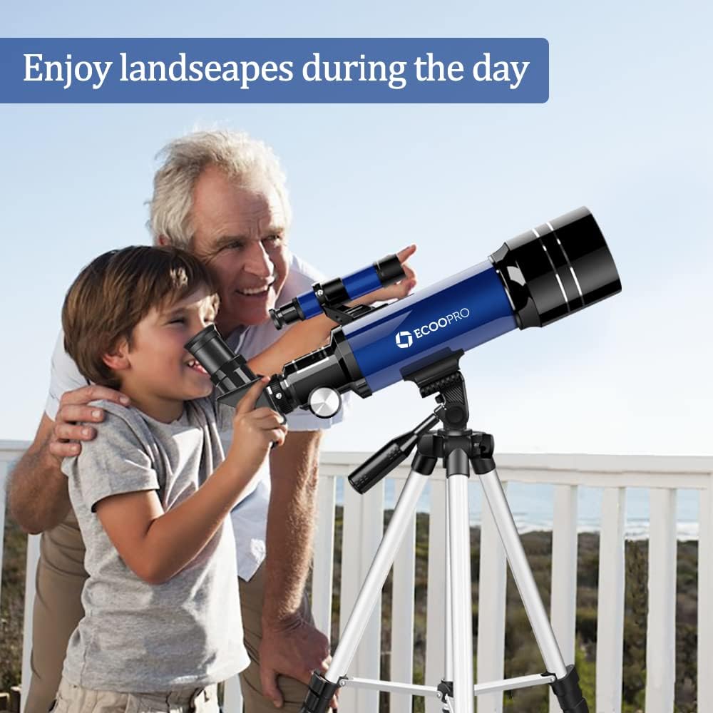 Telescope for Kids & Adults, 70mm Aperture 360mm Refractor (15X-150X) | Portable Telescope with Adapter, 2 Eyepieces