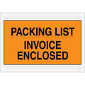 Orange Adhesive Side Loading Packing List Document Envelopes "Packing List/Invoice Enclosed", 7" x 10" for Attaching