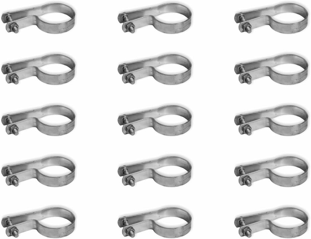 Galvanized Tension Band for Chain Link Fence, 1-5/8" inch, with Nuts & Bolts, 20 Pieces (Silver Galvanized, 2-3/8")
