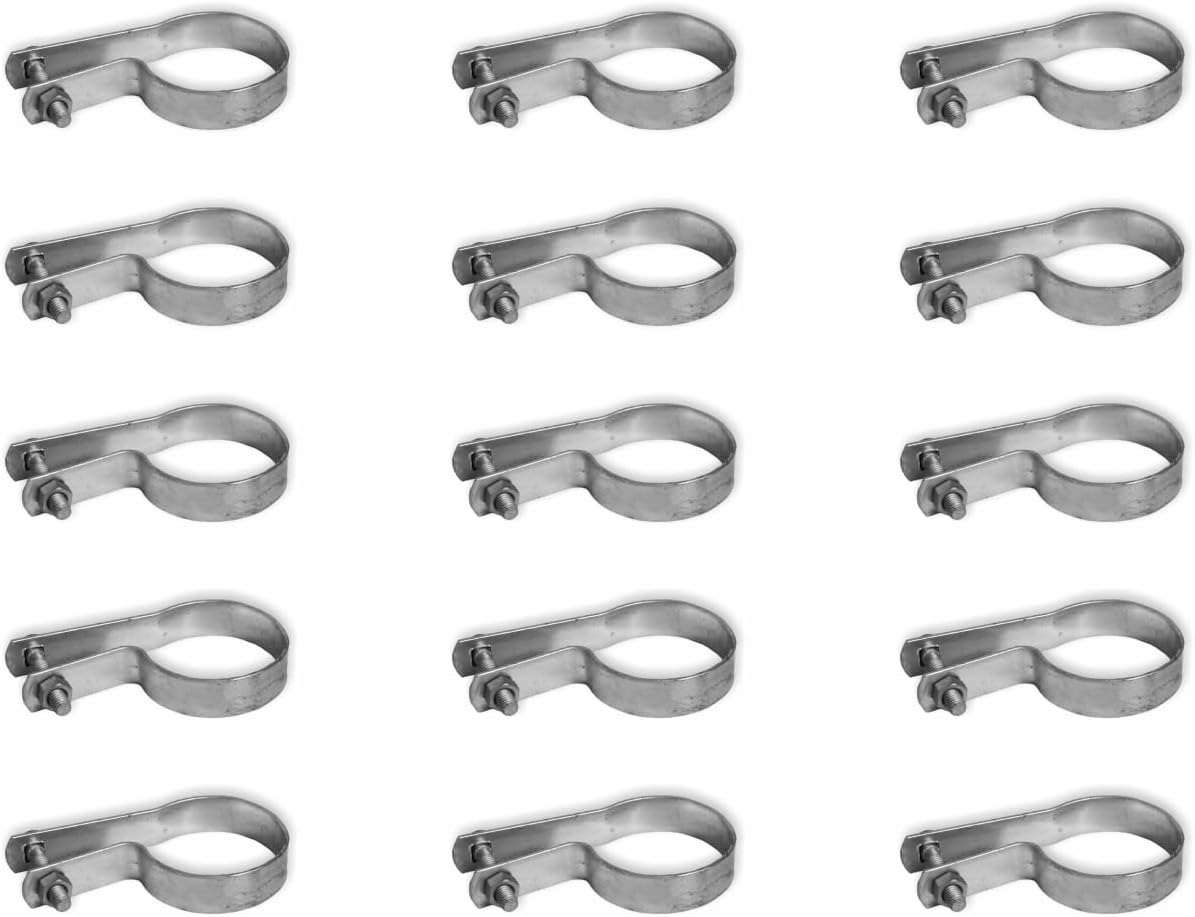 Galvanized Tension Band for Chain Link Fence, 1-5/8" inch, with Nuts & Bolts, 20 Pieces (Silver Galvanized, 2-3/8")