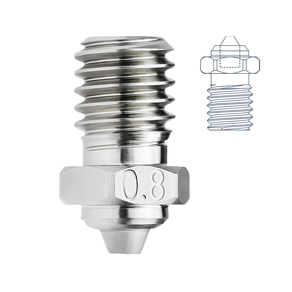 Upgrade M6 Bimetal Nozzle 0.8mm Hardened Steel Plated Copper Compatible with V5 V6 Hotend Prusa I3 MK3S Anycubic Mega