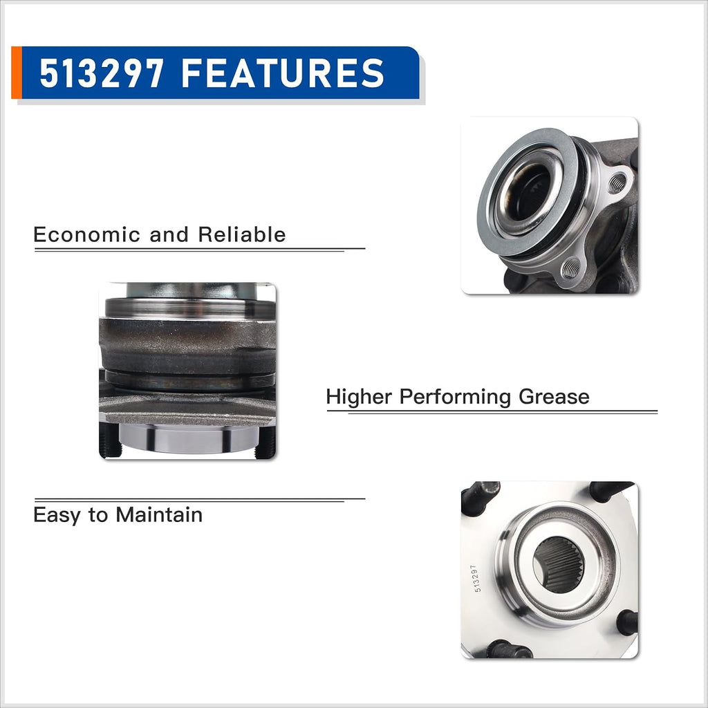 PAROD 513297 Set of 2 Front Wheel Hub & Bearing Assembly Fit for Nissan Sentra 2007 2008 2009 2010 2011 2012 2.0L; ABS Models