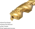 uxcell Spiral Flute Threading Tap 3/8-16 UNC, HSS (High Speed Steel) Titanium Plated Machine Thread Screw Tap 3 Flutes Tapping Tool H2 Tolerance