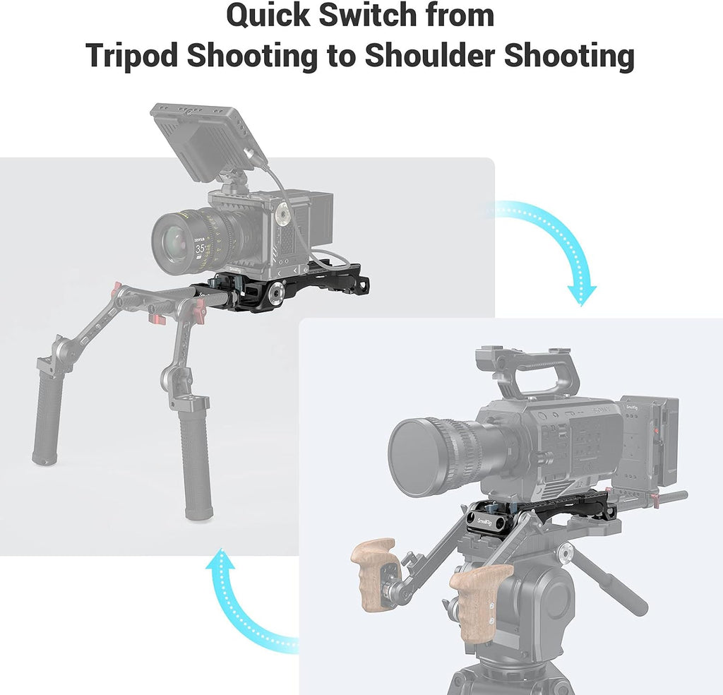 Quick Release Shoulder Plate for Sony VCT-14 Tripod Adapter + Shoulder Rig Dual-Handle for 15mm LWS Rods