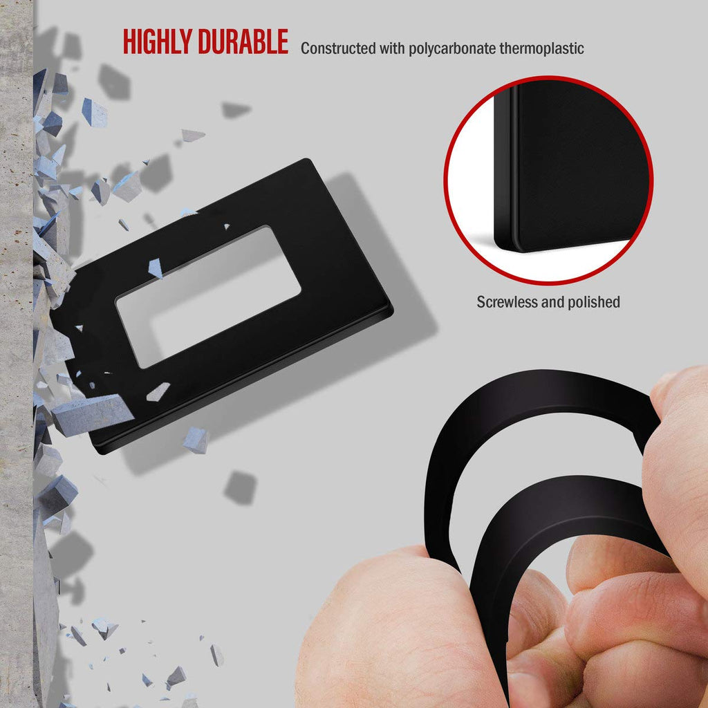 ENERLITES 1-Gang Black Screwless Decorator Switch Outlet Wall Plate Cover